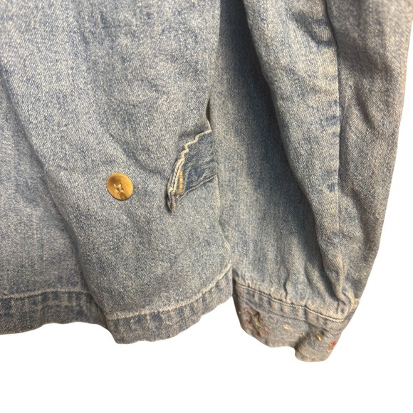 Vtg Christopher & Banks Womens Denim Shirt Turtle Embroidered Nautical Nature L - Picture 9 of 13